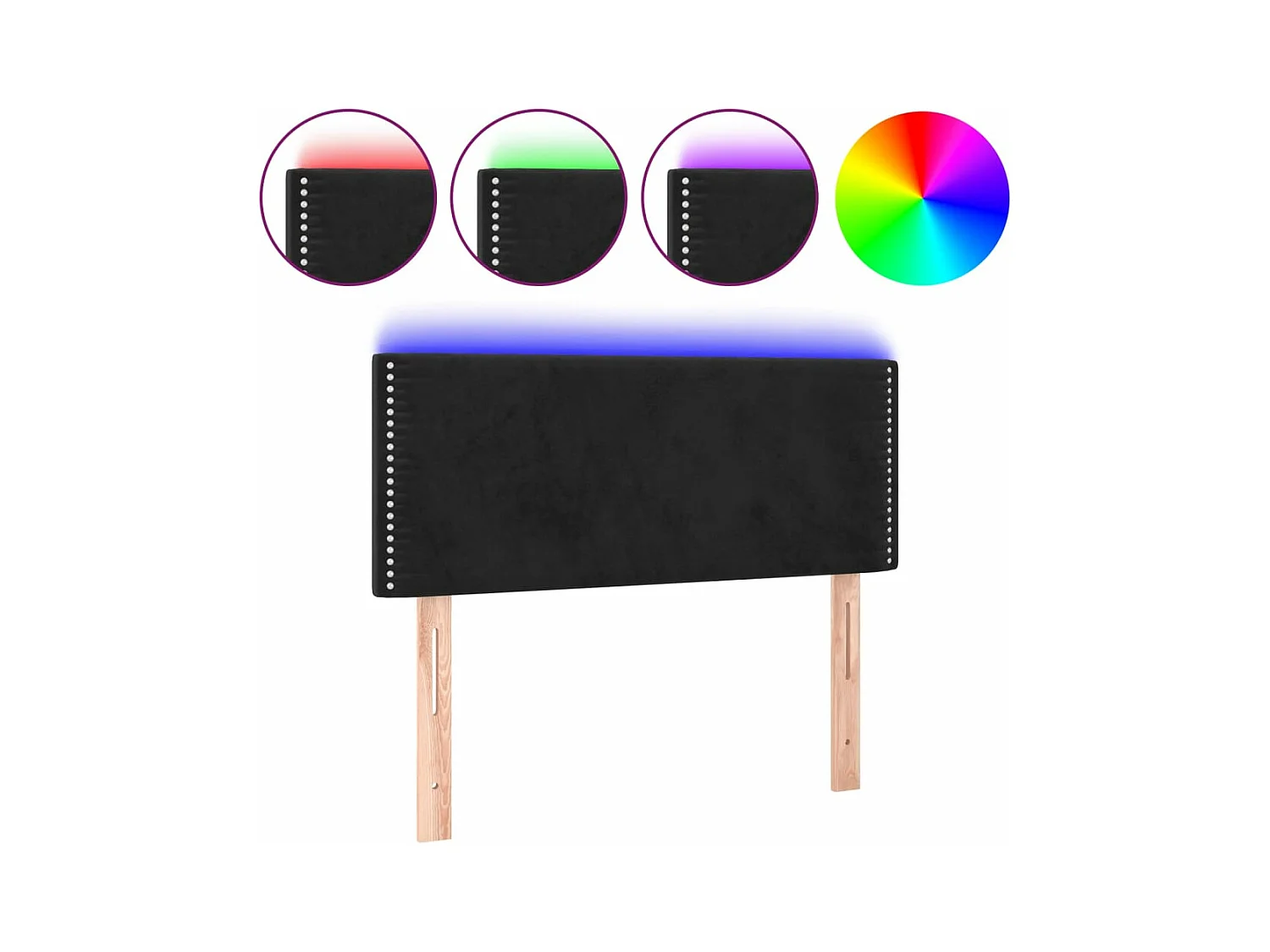 Tête de lit à LED Noir 90x5x78/88 cm Velours