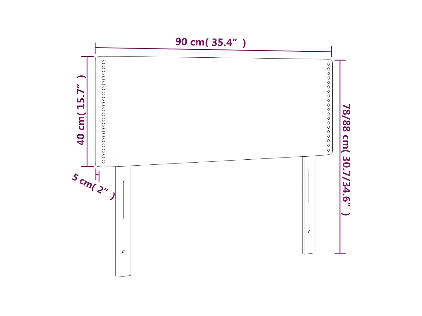 Tête de lit à LED Noir 90x5x78/88 cm Velours