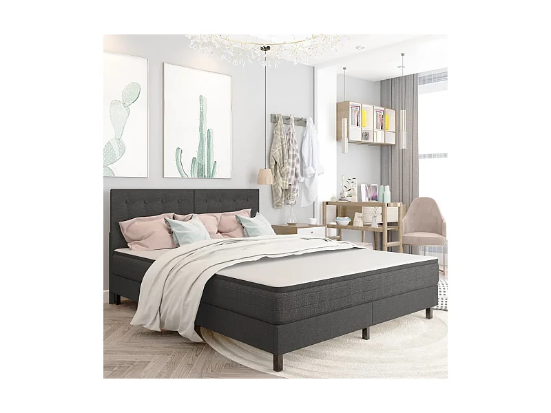 Tête de lit touffetée Gris foncé Tissu 180x200 cm