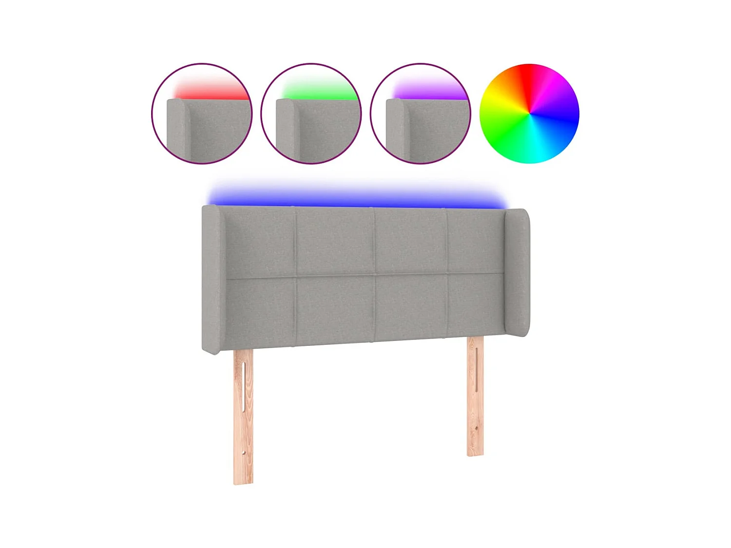 Hoofdbord LED 103x16x78/88 cm stof lichtgrijs