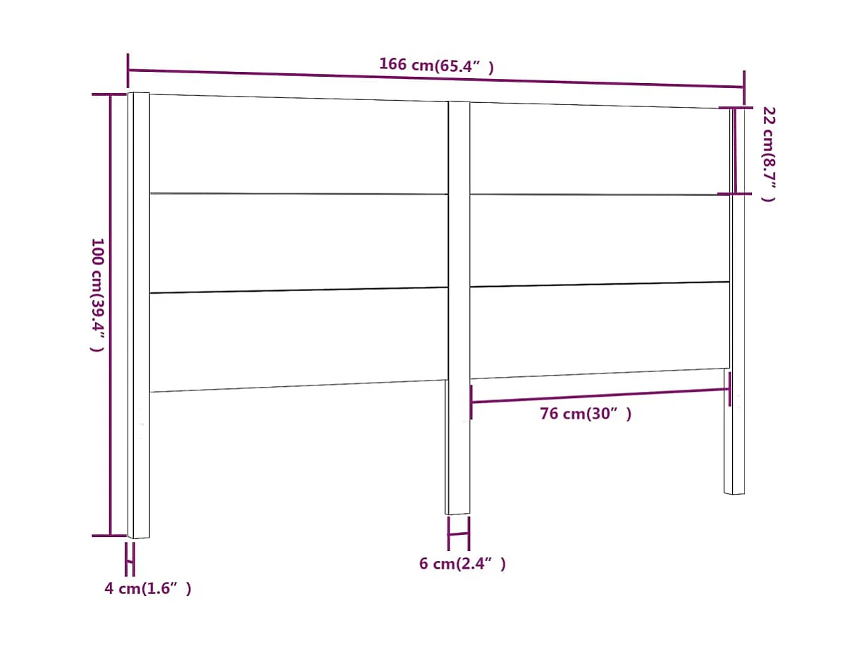 Hoofdbord 166x4x100 cm massief grenenhout