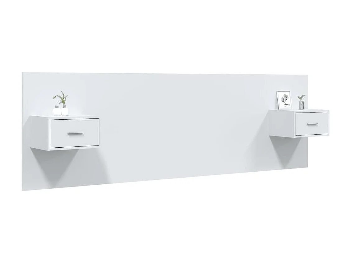 Cabeceira cama + armários madeira processada branco