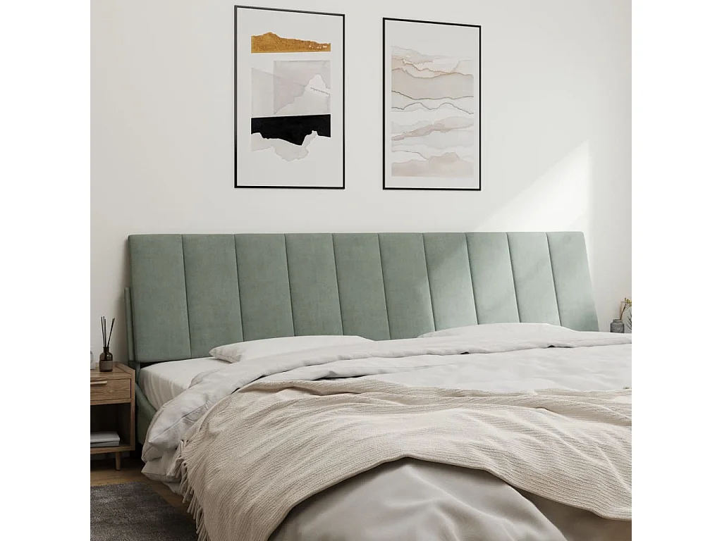Tête de lit coussin gris clair 200 cm velours