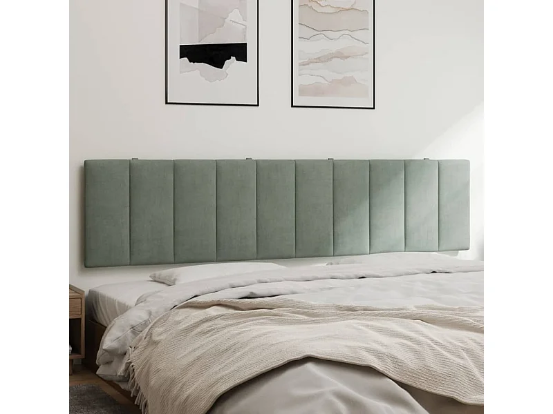 Tête de lit coussin gris clair 200 cm velours