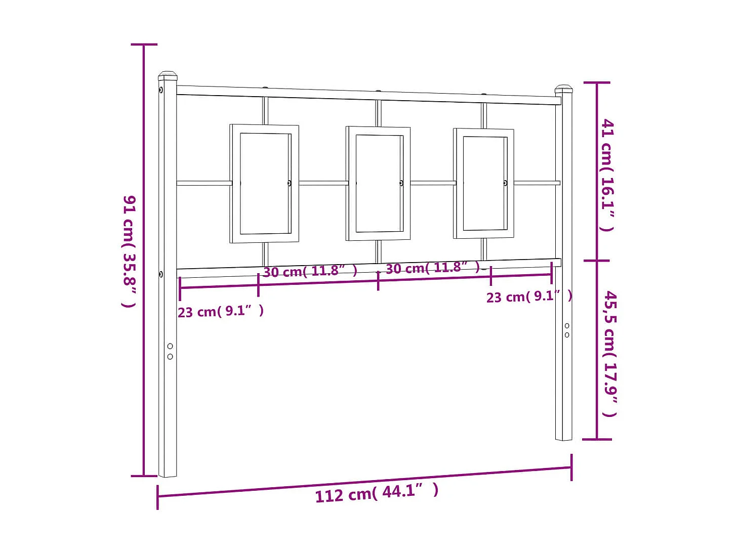 Tête de lit métal blanc 100 cm