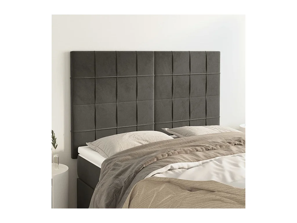 Hoofdborden 4 st 72x5x78/88 cm fluweel donkergrijs