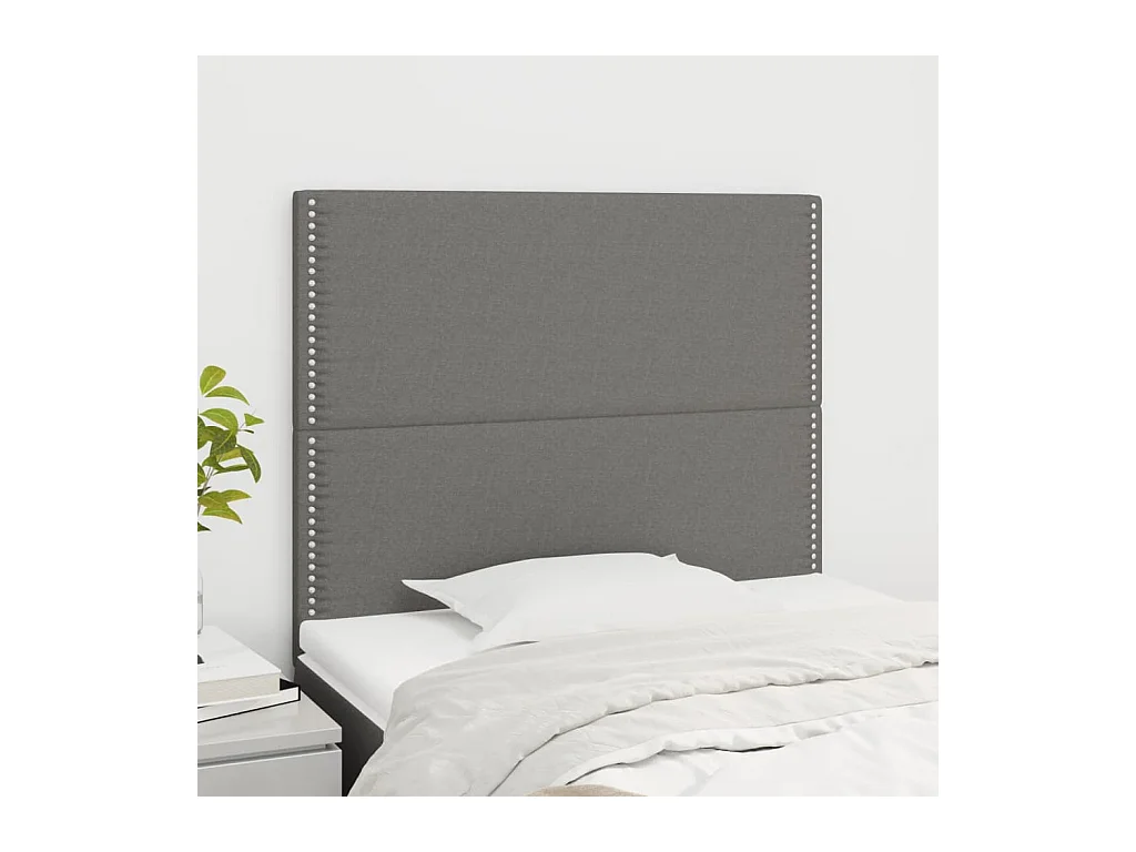 Tête de lit 2 pièces Gris foncé 100x5x78/88 cm Tissu