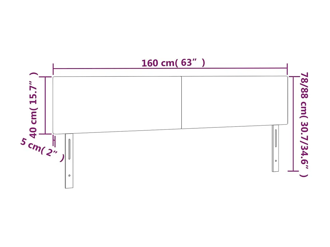 Tête de lit 2 pièces Noir 80x5x78/88 cm Tissu