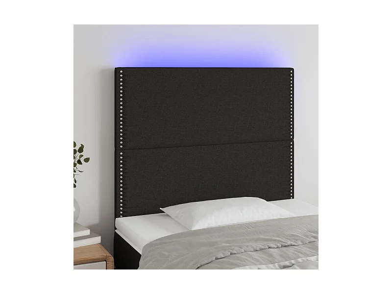 Cabeceira cama c/ LED tecido 80x5x118/128 cm preto