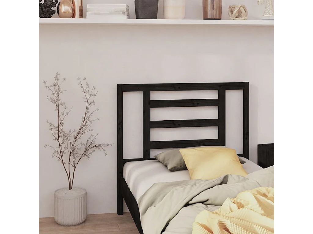 Tête de lit Noir 106x4x100 cm Bois massif de pin
