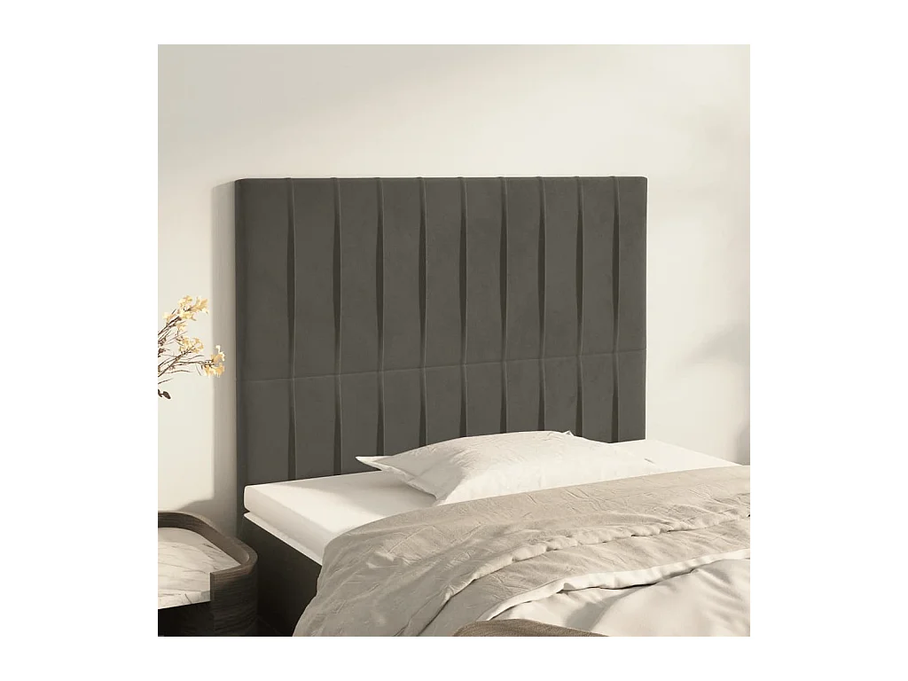 Hoofdborden 2 st 80x5x78/88 cm fluweel donkergrijs