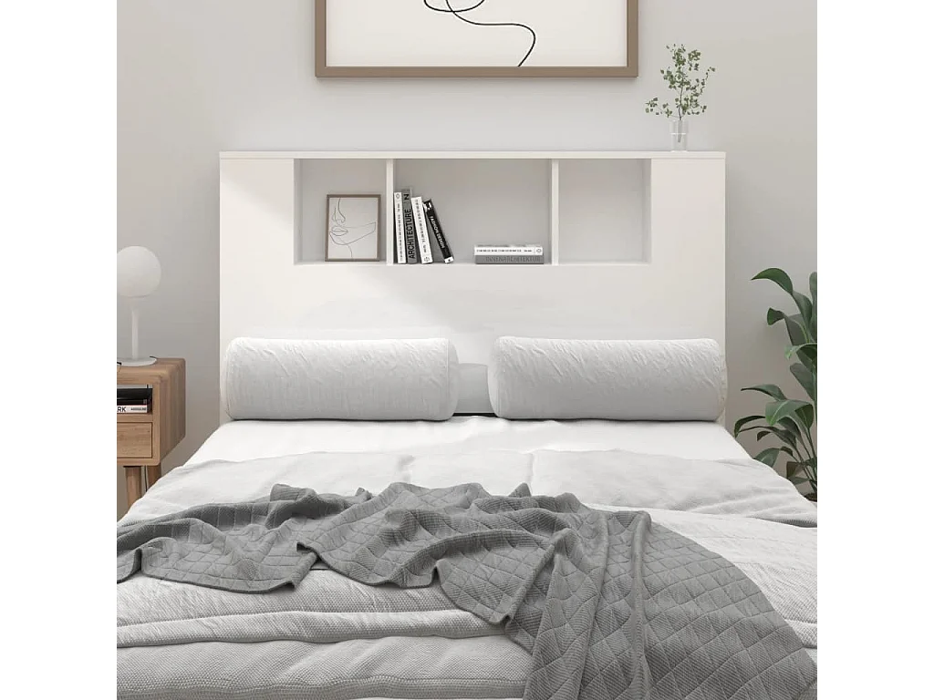 Armoire de tête de lit Blanc brillant 120x18,5x104,5 cm