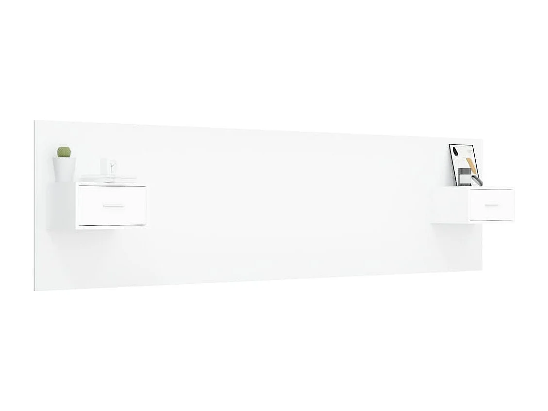 Tête de lit avec armoires Blanc Bois d’ingénierie