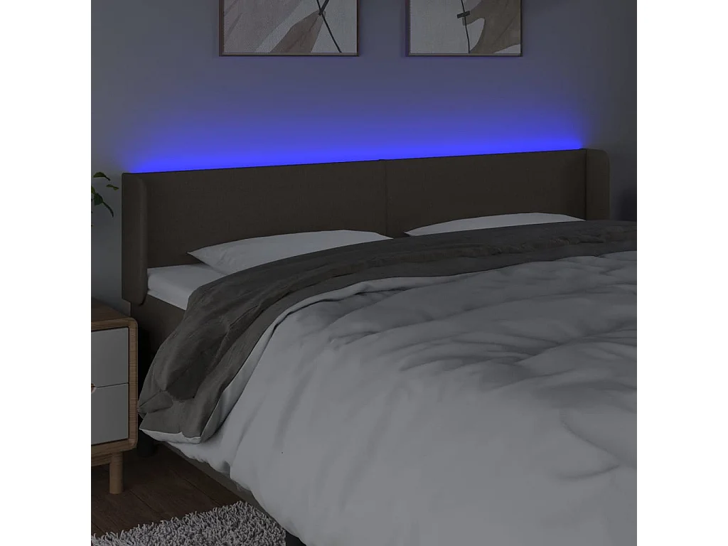 Tête de lit à LED Taupe 183x16x78/88 cm Tissu