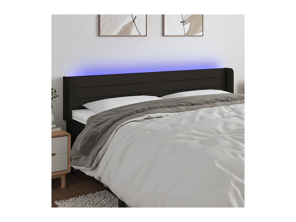 Tête de lit à LED Noir 183x16x78/88 cm Tissu