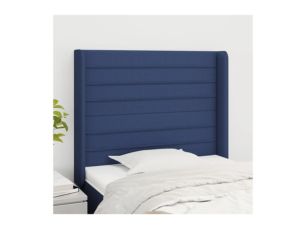 Tête de lit avec oreilles Bleu 103x16x118/128 cm Tissu