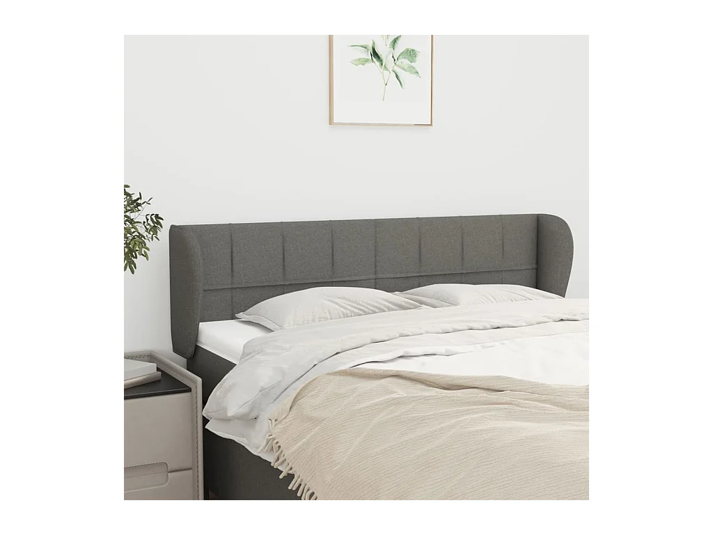 Tête de lit avec oreilles Gris foncé 147x23x78/88 cm Tissu