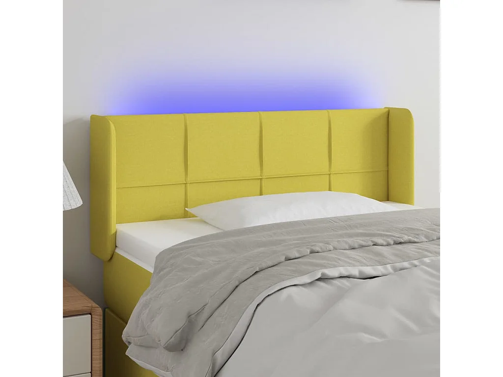 Tête de lit à LED Vert 103x16x78/88 cm Tissu
