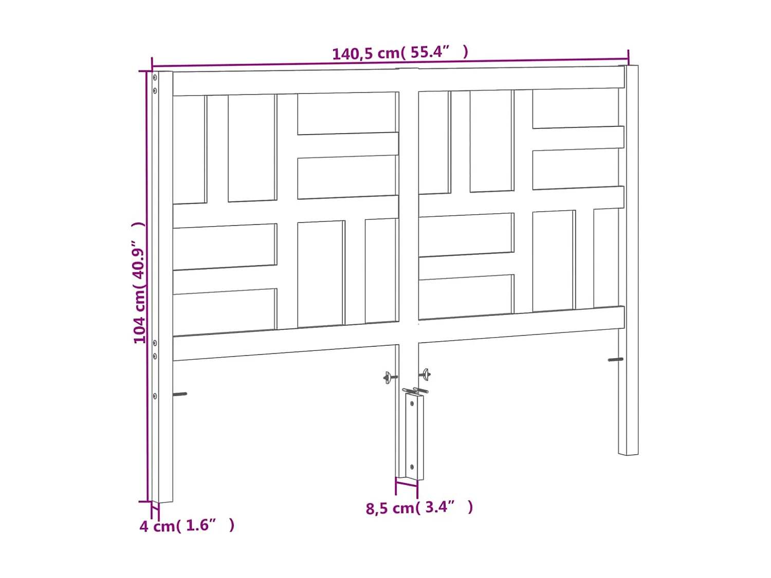 Cabecero de cama madera maciza de pino marrón cera 135 cm