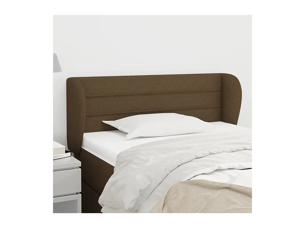Tête de lit avec oreilles Marron foncé 103x23x78/88 cm Tissu
