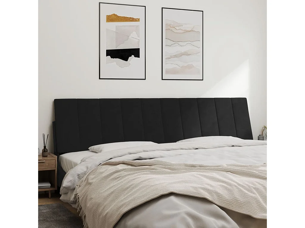 Tête de lit coussin noir 200 cm velours