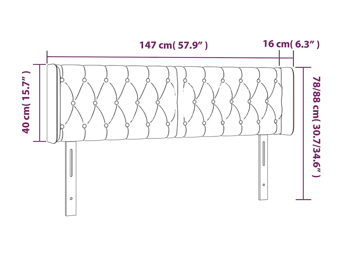 Tête de lit avec oreilles Gris clair 147x16x78/88 cm Tissu