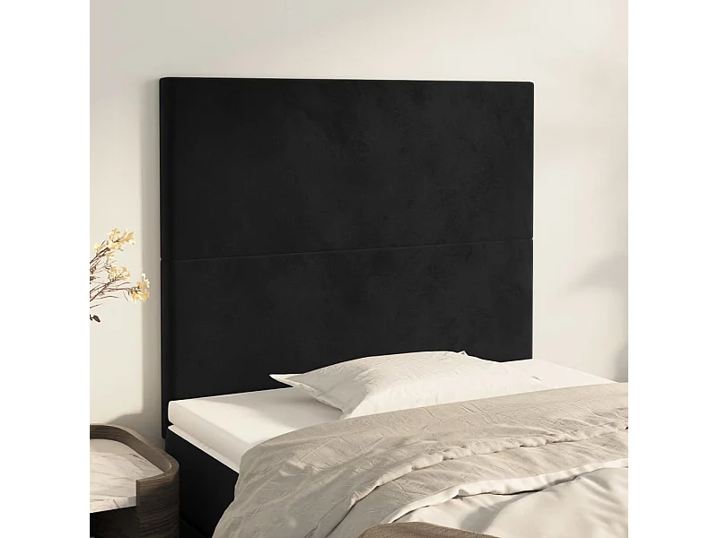 Cabeceira de cama 2 peças veludo 90x5x78/88 cm preto