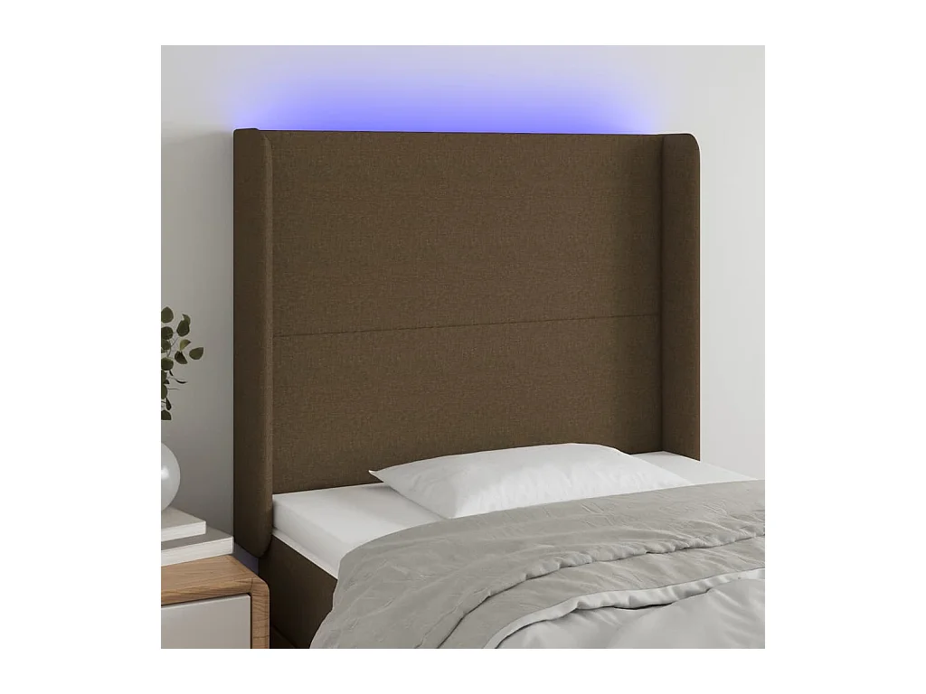 Tête de lit à LED Marron foncé 103x16x118/128 cm Tissu