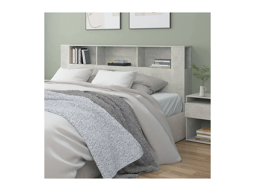Armoire de tête de lit Gris béton 200x18,5x104,5 cm