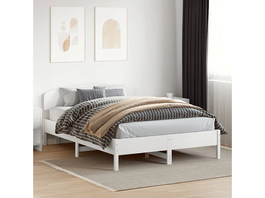 Tête de lit blanc 150 cm bois massif de pin