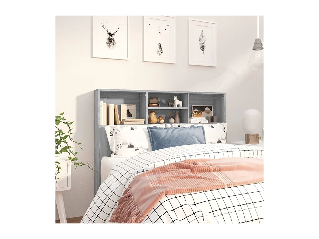 Mueble cabecero gris Sonoma 120x19x103,5 cm