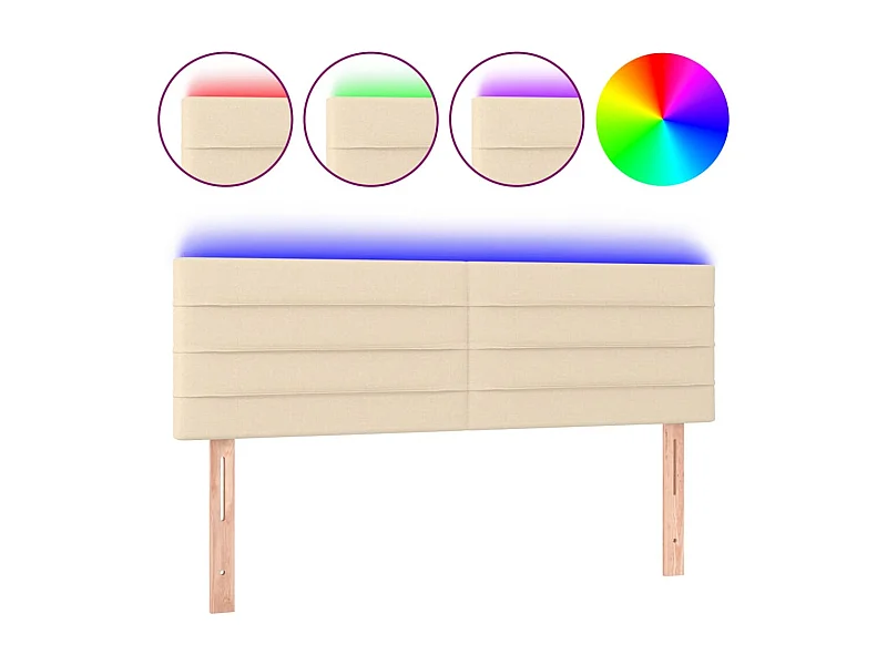 Tête de lit à LED Crème 144x5x78/88 cm Tissu