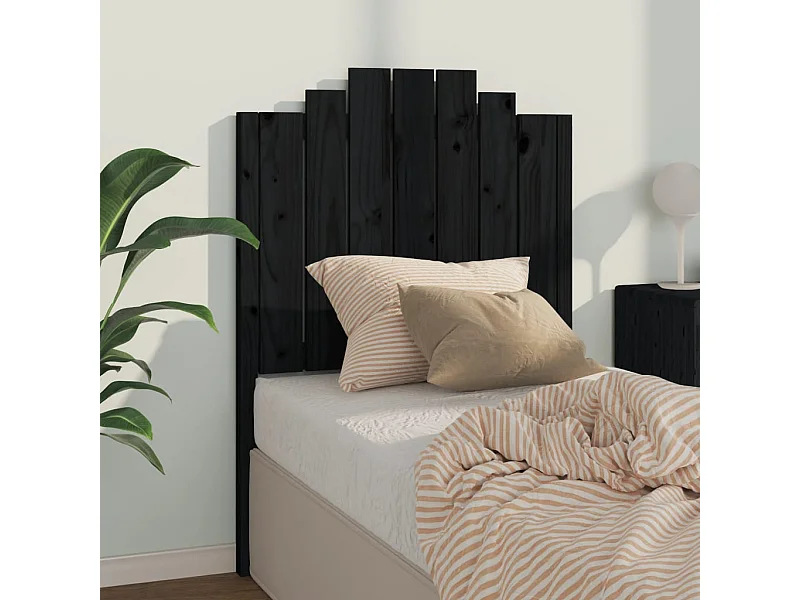 Tête de lit Noir 81x4x110 cm Bois massif de pin