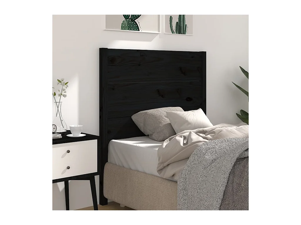Tête de lit Noir 96x4x100 cm Bois massif de pin