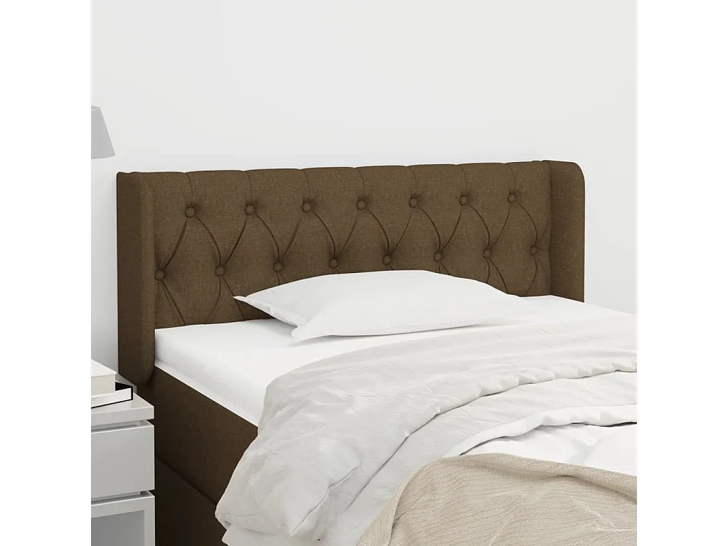 Tête de lit avec oreilles Marron Foncé 103x16x78/88 cm Tissu