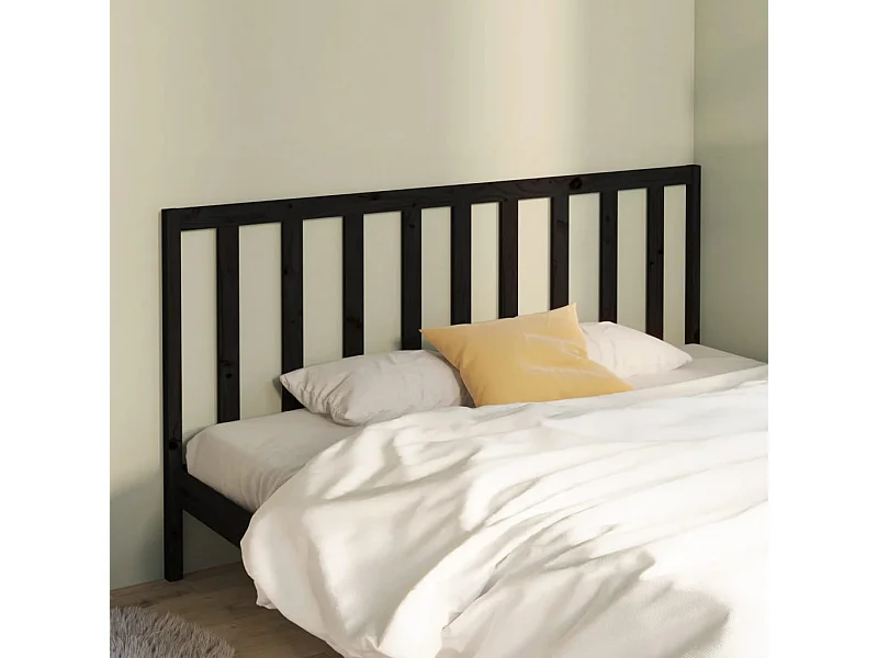 Cabecero de cama madera maciza de pino negro 206x4x100 cm