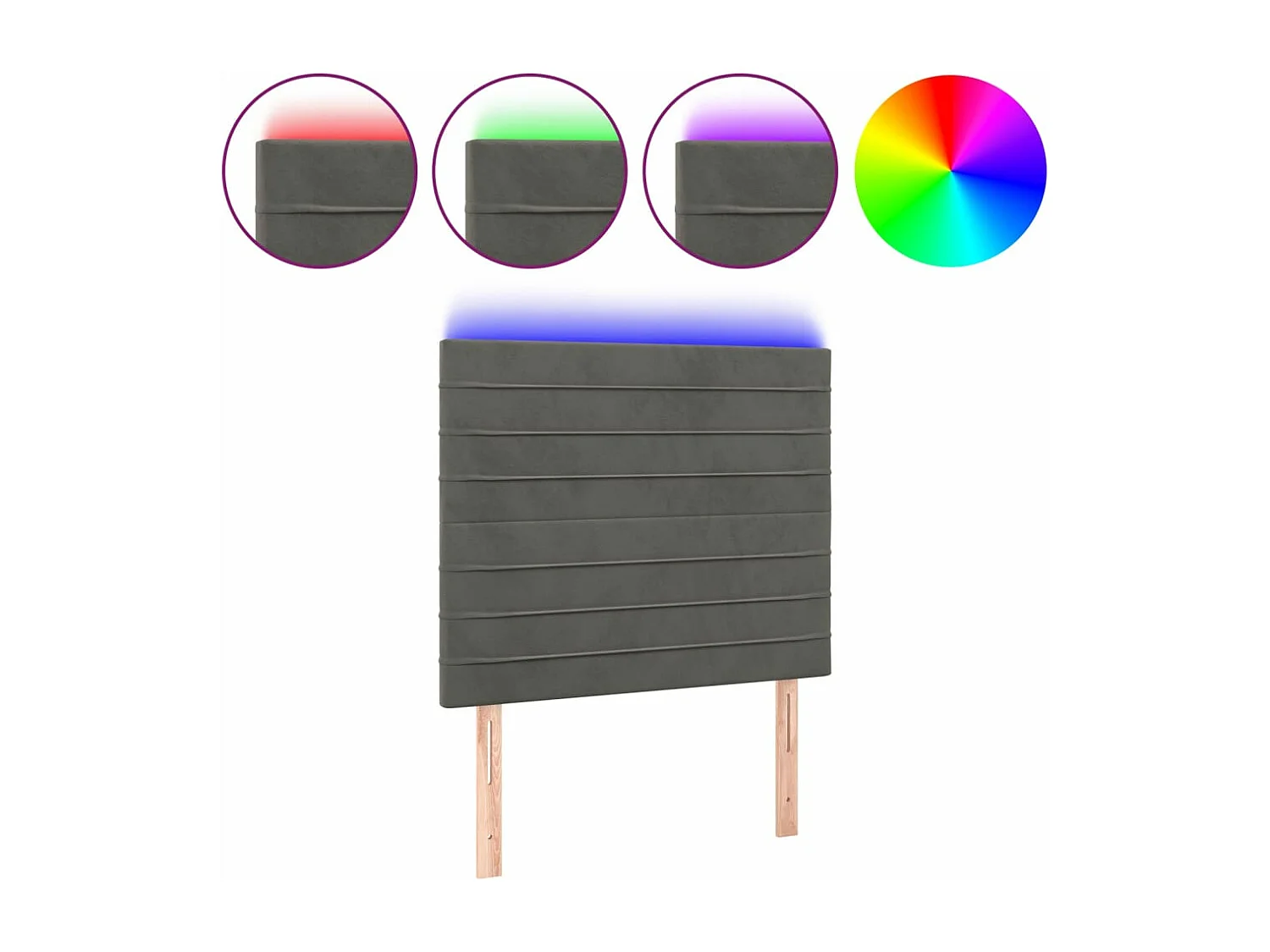 Hoofdbord LED 100x5x118/128 cm fluweel donkergrijs