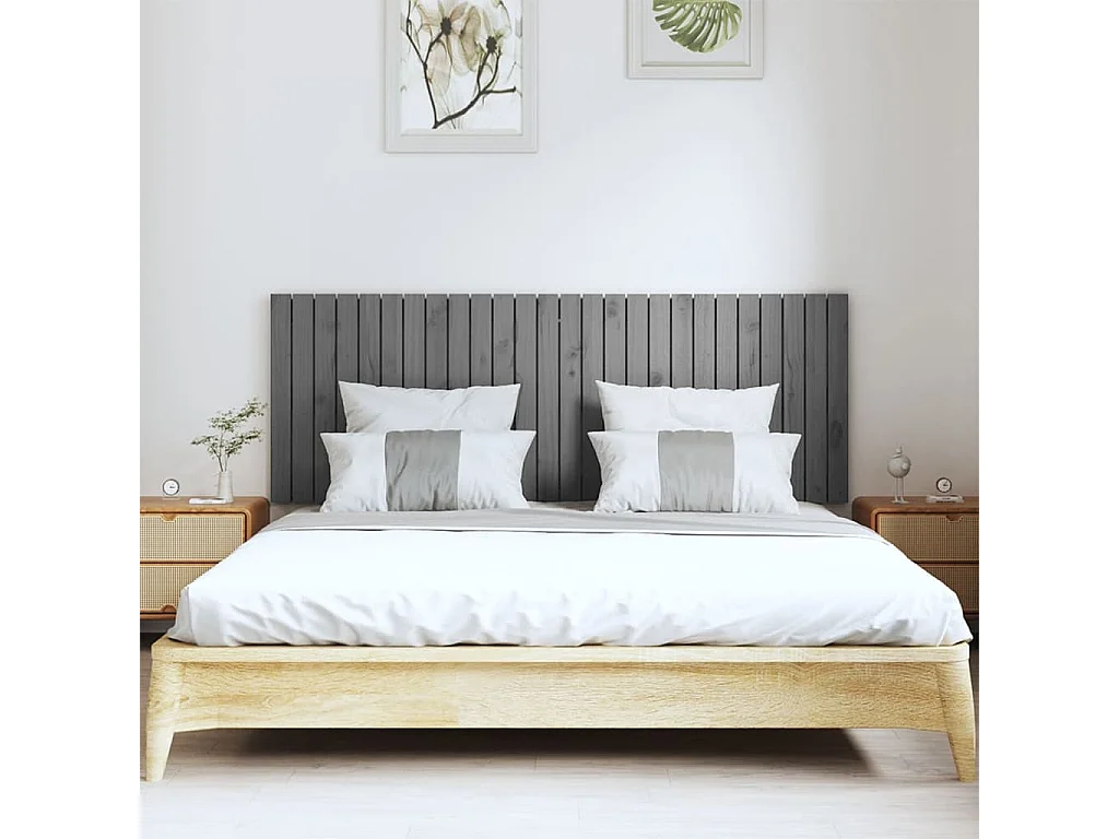 Tête de lit murale Gris 166x3x60 cm Bois massif de pin