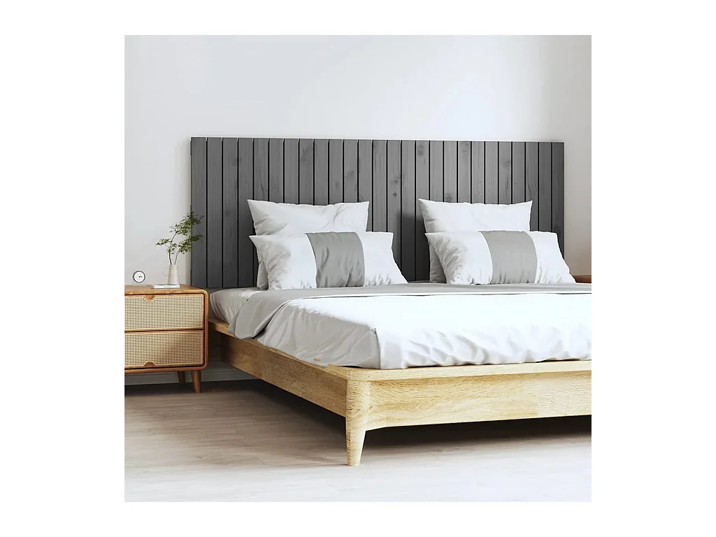 Tête de lit murale Gris 166x3x60 cm Bois massif de pin