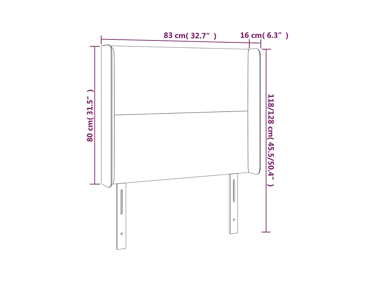 Tête de lit avec oreilles Bleu foncé 83x16x118/128 cm Velours