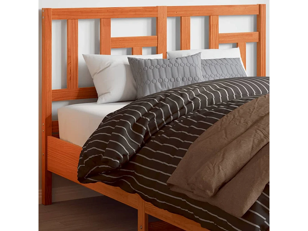Tête de lit cire marron 135 cm bois massif de pin