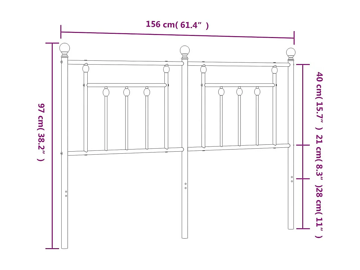 Tête de lit métal blanc 150 cm