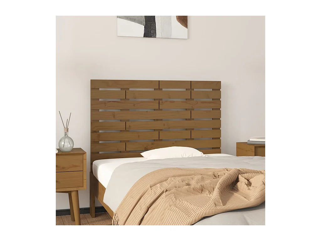 Tête de lit murale Marron miel 106x3x63 cm Bois massif de pin