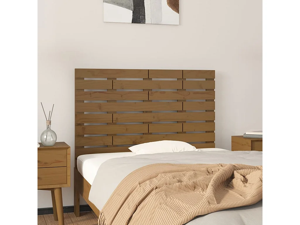Tête de lit murale Marron miel 106x3x63 cm Bois massif de pin