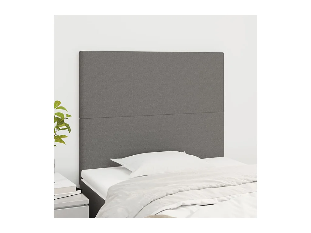 Cabeceros 2 unidades de tela gris oscuro 90x5x78/88 cm