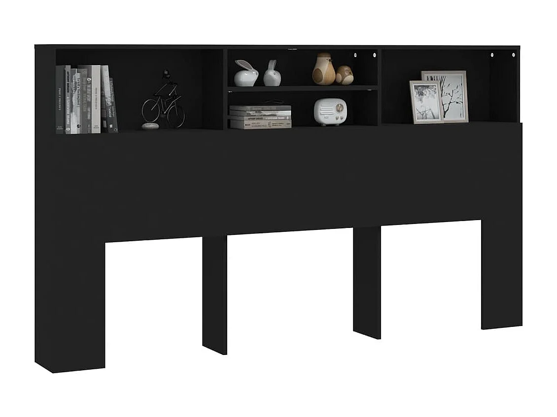 Armoire de tête de lit Noir 180x19x103,5 cm