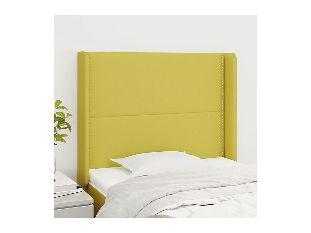 Tête de lit avec oreilles Vert 83x16x118/128 cm Tissu