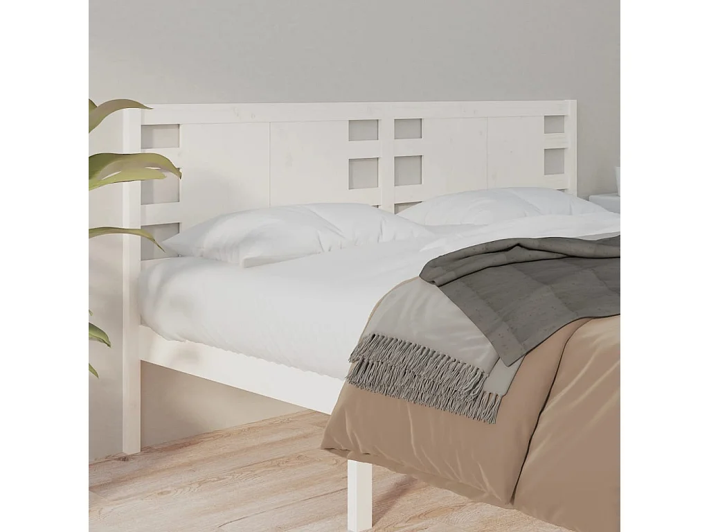 Tête de lit Blanc 186x4x100 cm Bois massif de pin