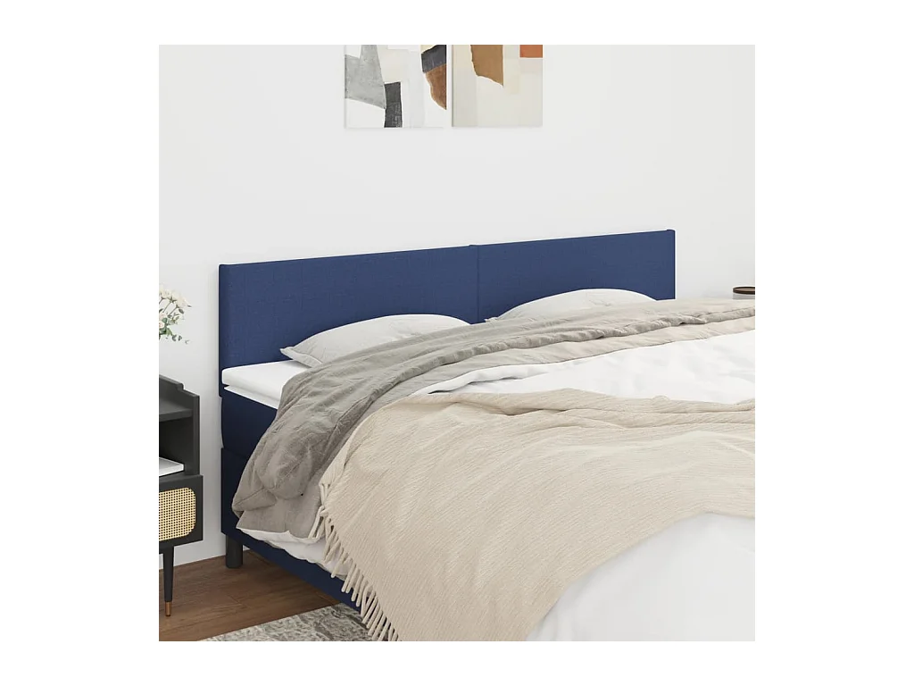 Tête de lit 2 pièces Bleu 100x5x78/88 cm Tissu