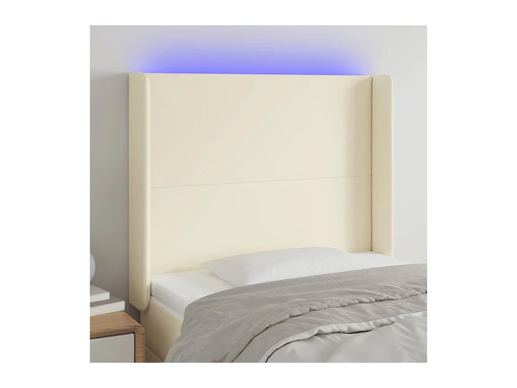 Tête de lit à LED Crème 103x16x118/128 cm Similicuir